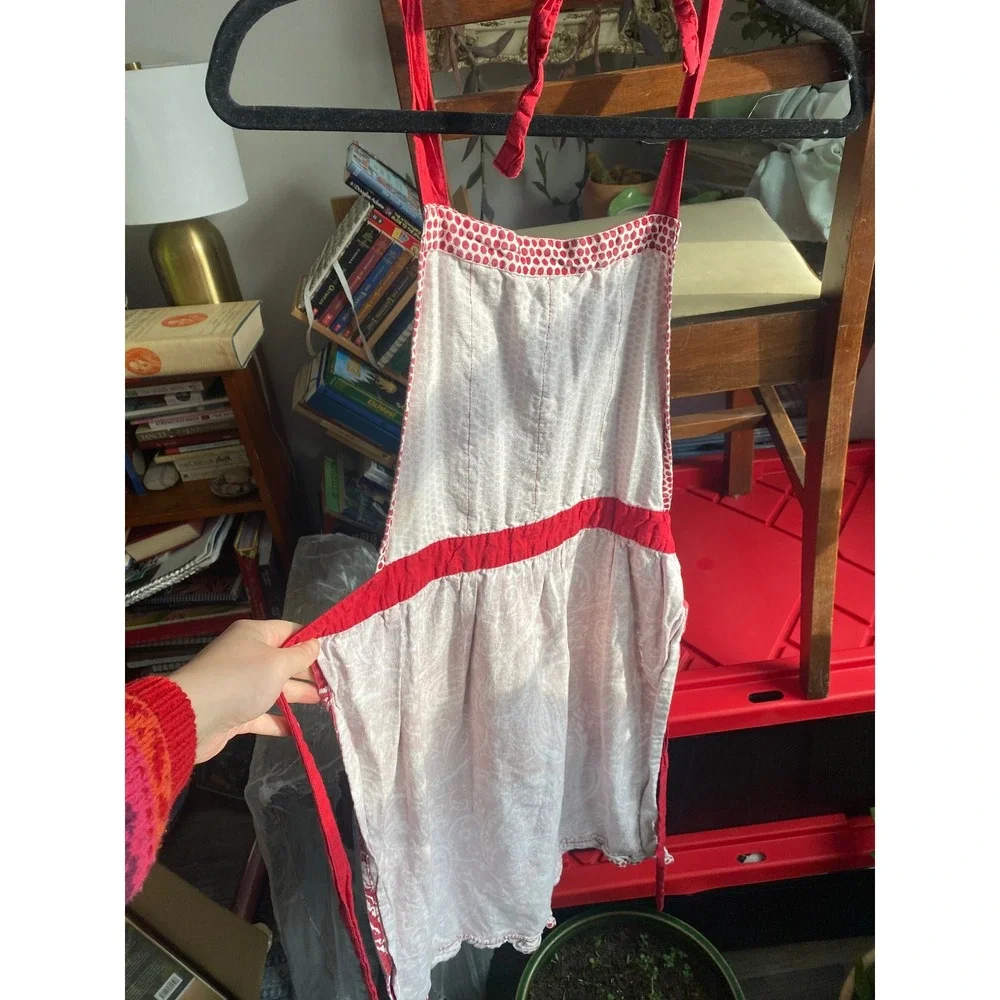 Vintage Paisley Ruffle Cotton Red‎ Apron Americana Coquette Heritage Feminine
